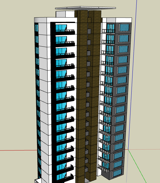 3d design of multi-family housing building dwg file