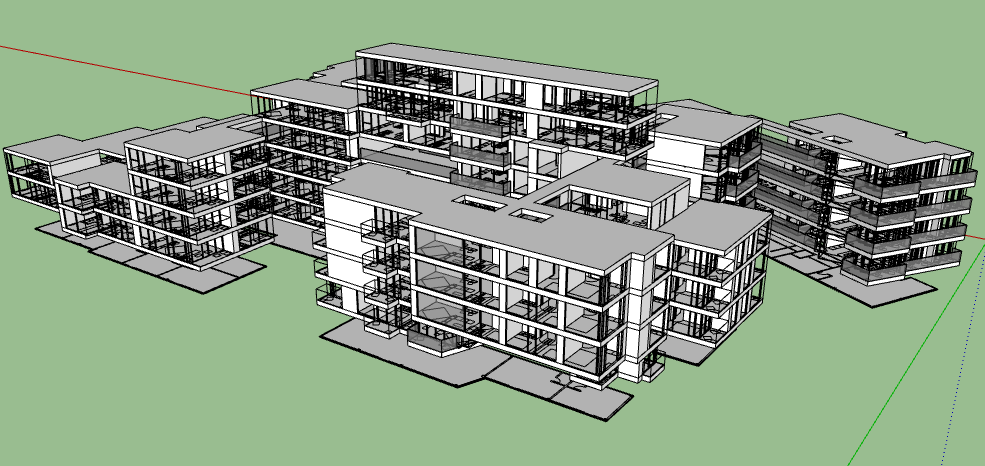 3d design of multi-family residential flats project dwg file