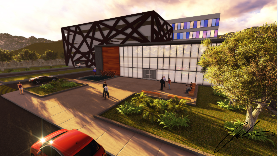 3d design of multi-flooring corporate building project dwg file