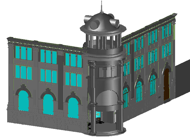 3d design of multi-flooring post office building dwg file