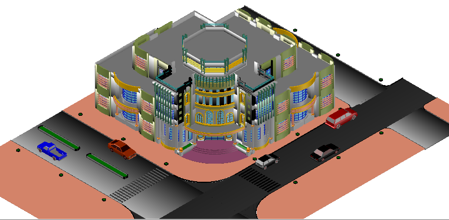 3d design of multi-flooring school view dwg file