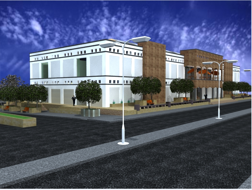 3d design of multi-level shopping center project dwg file