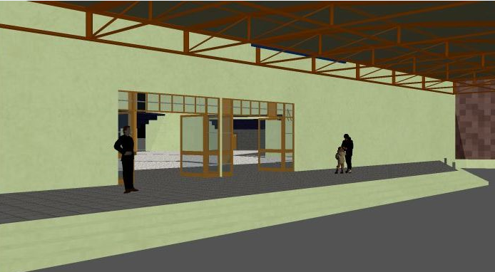 3d design of multiplex theater entrance dwg file