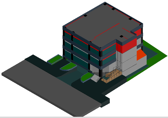 3d design of office building dwg file