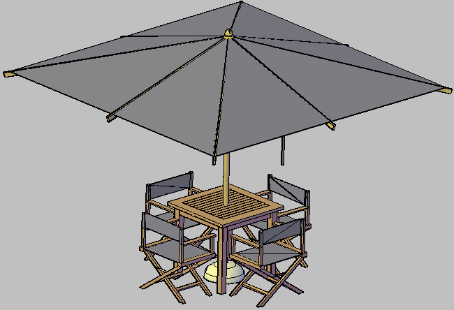 3D Outdoor Dining Table Design DWG for Garden Layout