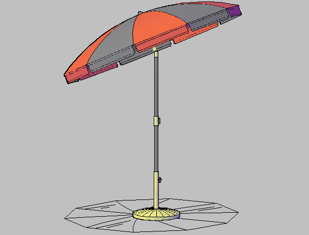 3d design of parasol with umbrella dwg file