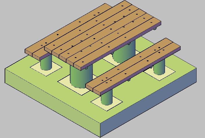 3D Picnic Table Design DWG File for Outdoor Furniture