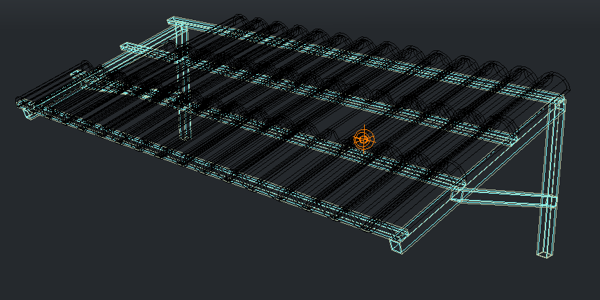 3d design of roof curves tiles and wooden brackets dwg file