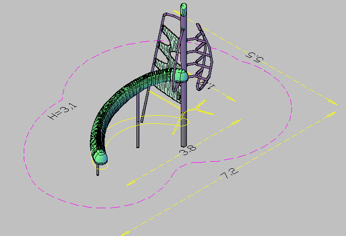 3d design of slide of garden dwg file