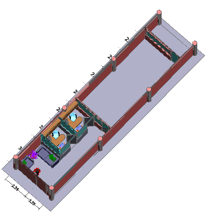 3d design of staff room box dwg file