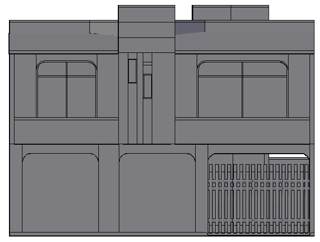 3d design of store house elevation dwg file