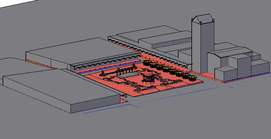 3d design of top view of village garden dwg file