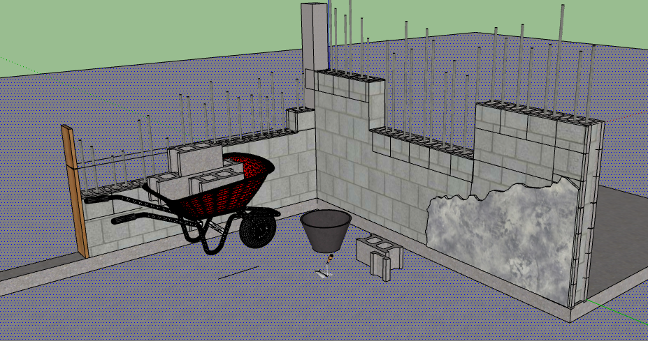 3d design of wall block construction details dwg file