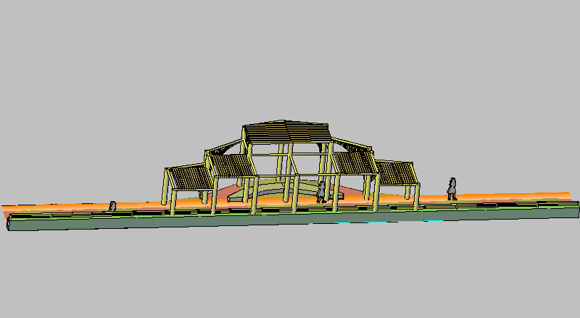 3d design of wooden lattice frame of malecon park dwg file