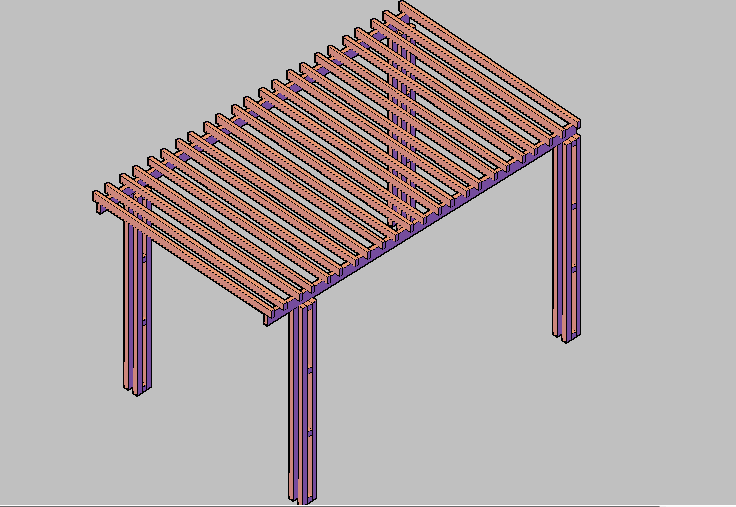 3d design of wooden pergola of park dwg file