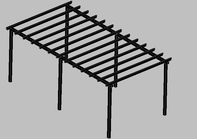 3d design of wooden pergola of public garden dwg file