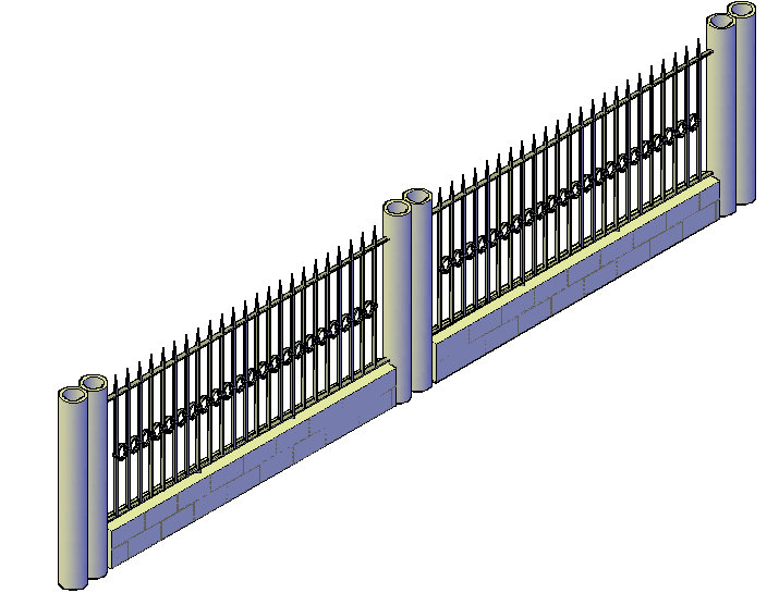 3d design of wrought iron facade