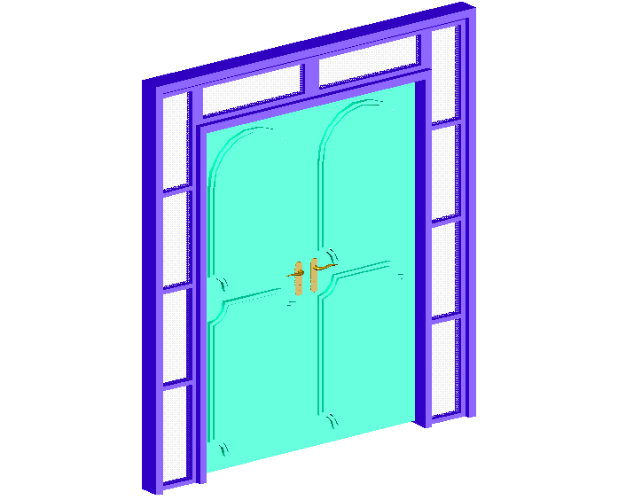 3d design view of wooden door