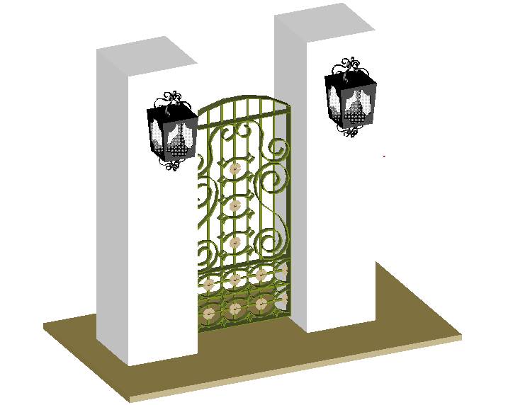 3d door design view with column and light view