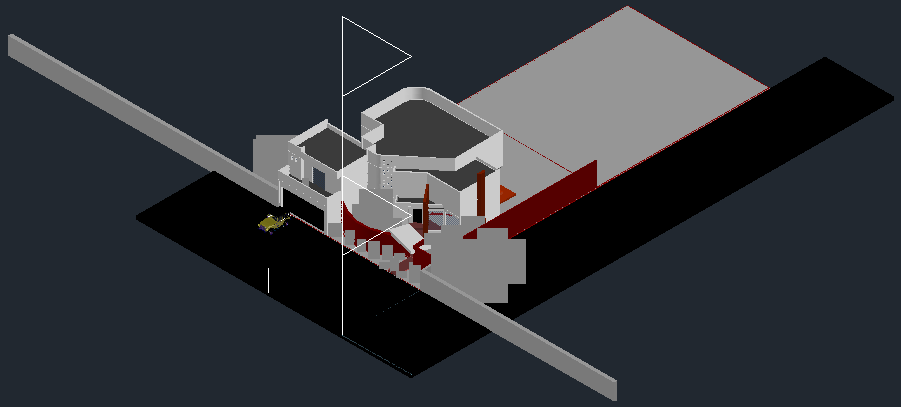 Detailed of 3D Drawing of Residential House in DWG File Format