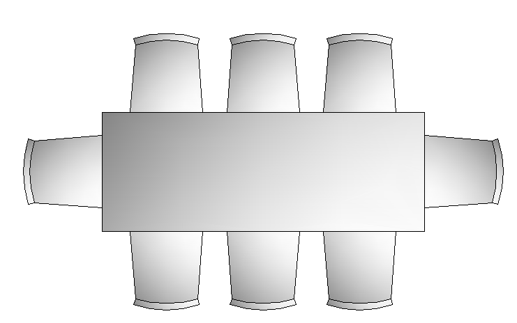 3D Eight Seater Dining Table DWG Block for Furniture Plan