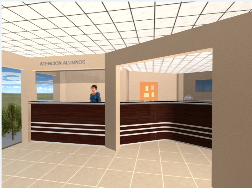 3d front desk with interior design of corporate office dwg file