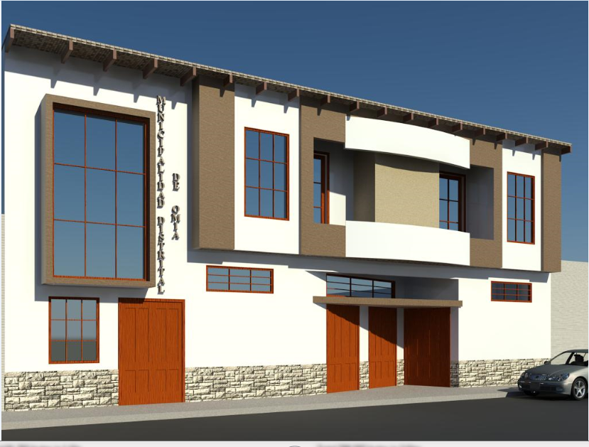 3d front elevation view details of municipality office dwg file