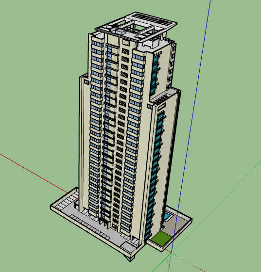 3d high rise apartment building design dwg file