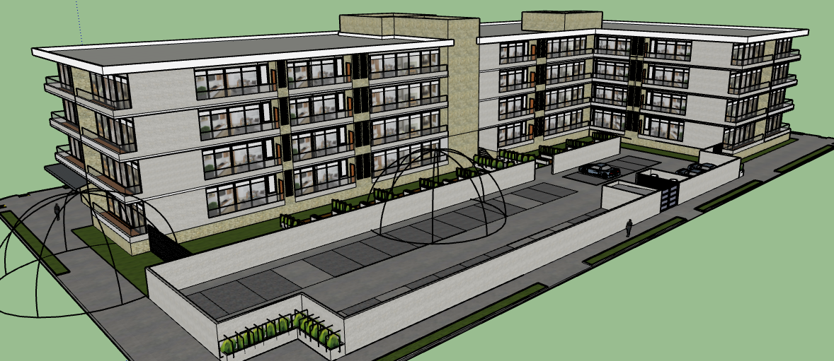 3d medium density housing complex dwg file