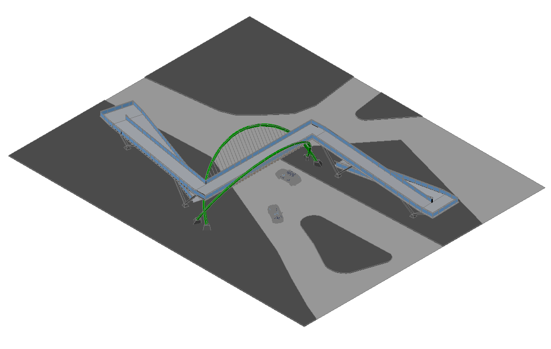 3d model of foot-bridge detail elevation autocad file