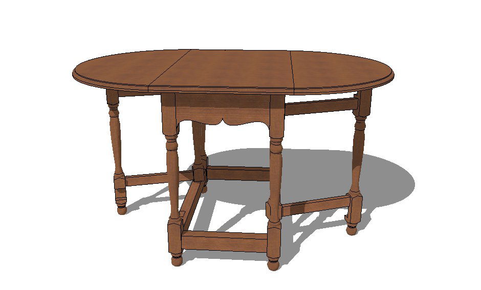 3d model of gate leg table detail furniture units sketch-up file