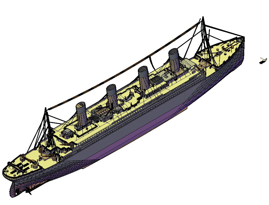 3D Ship Model with CAD Transportation Components in DWG Drawing File