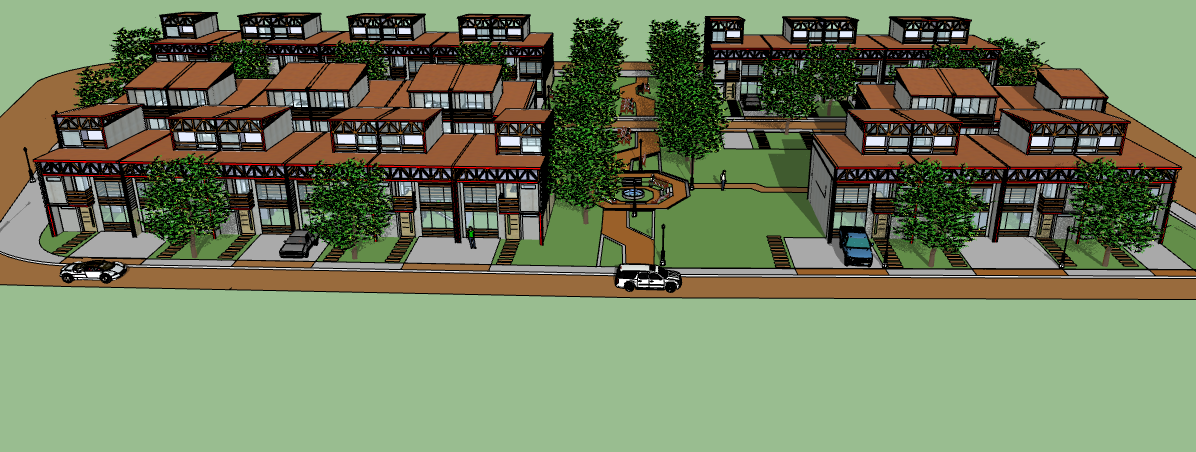 3d multi-family residential housing complex dwg file