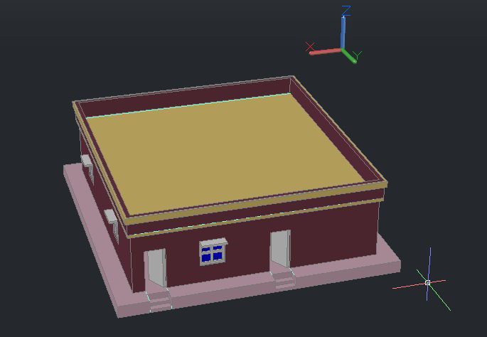 3D Residential Double Bedroom House Design AutoCAD Model Layout
