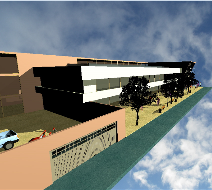 3d side view design of two flooring corporate office dwg file