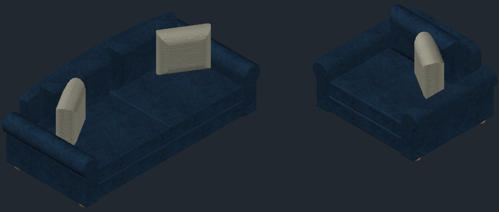 3D Sofa Set DWG File for Interior and Space Planning 
