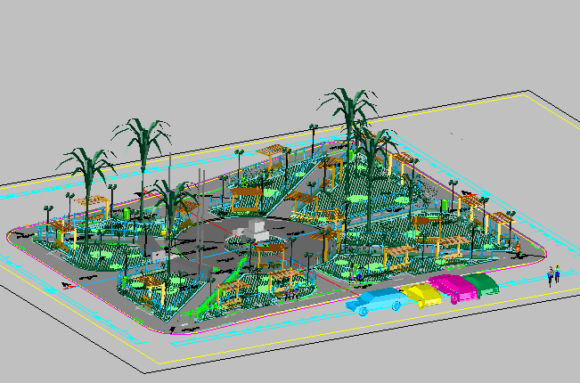 3d theme park landscaping details dwg file