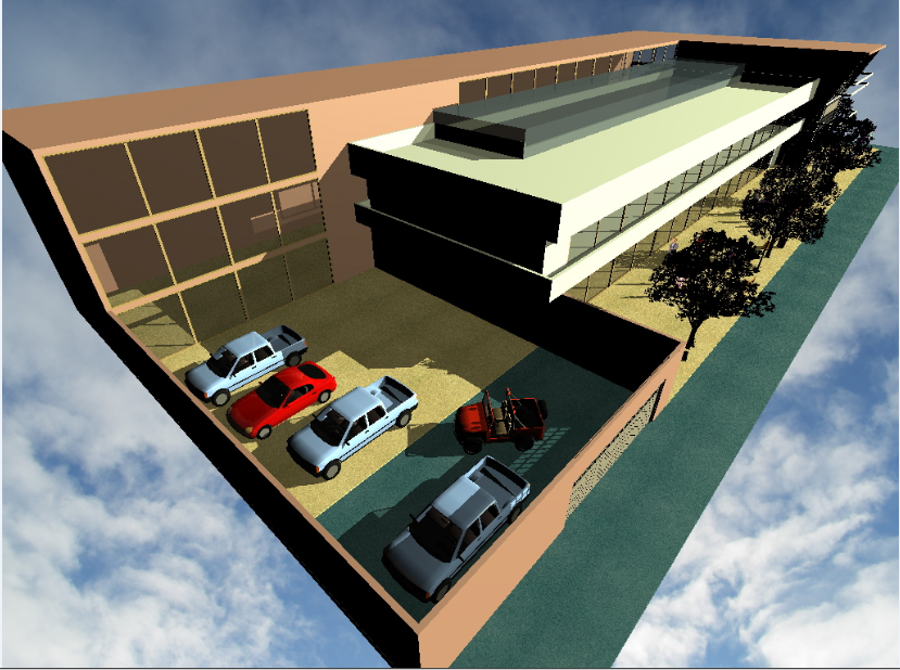 3d top view design of corporate office building dwg file