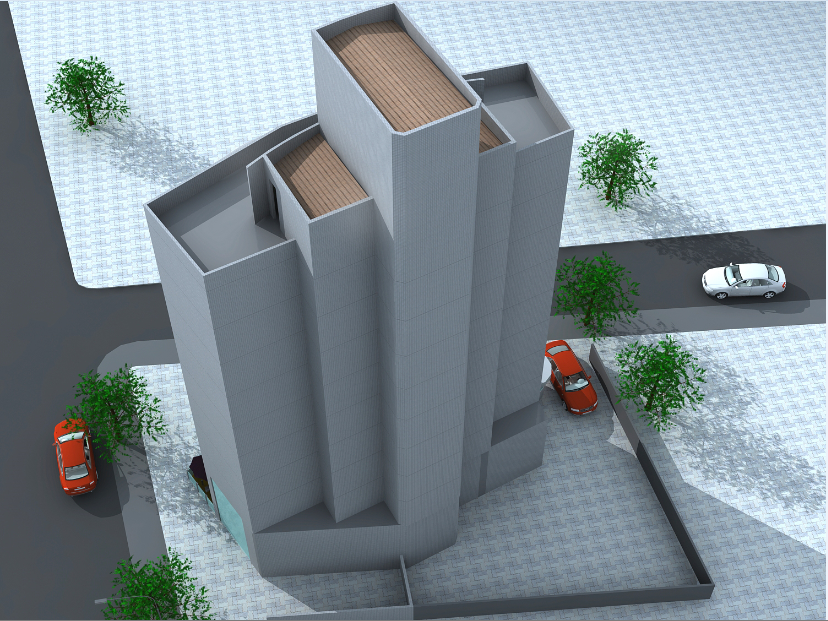 3d top view design of corporate office building dwg file