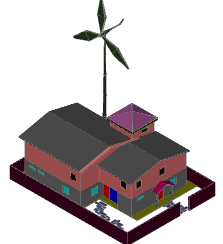 3d top view design of country house dwg file