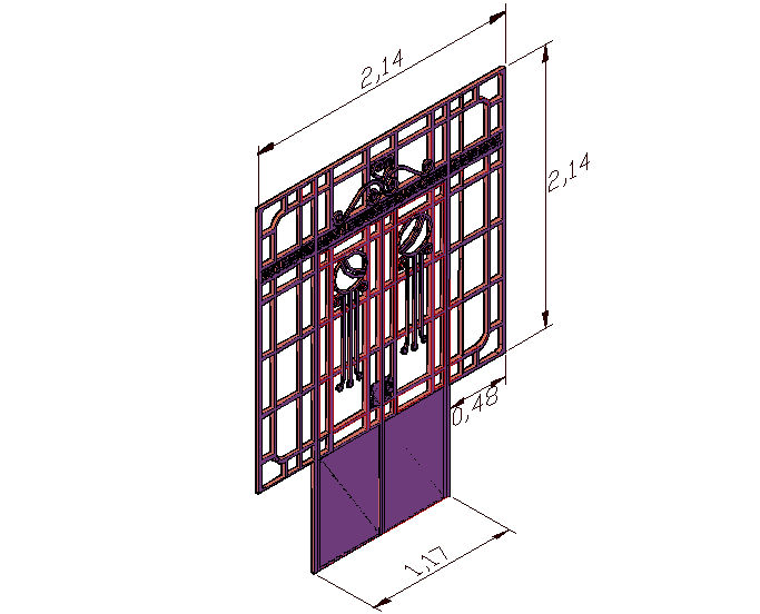 3d view of door in front position