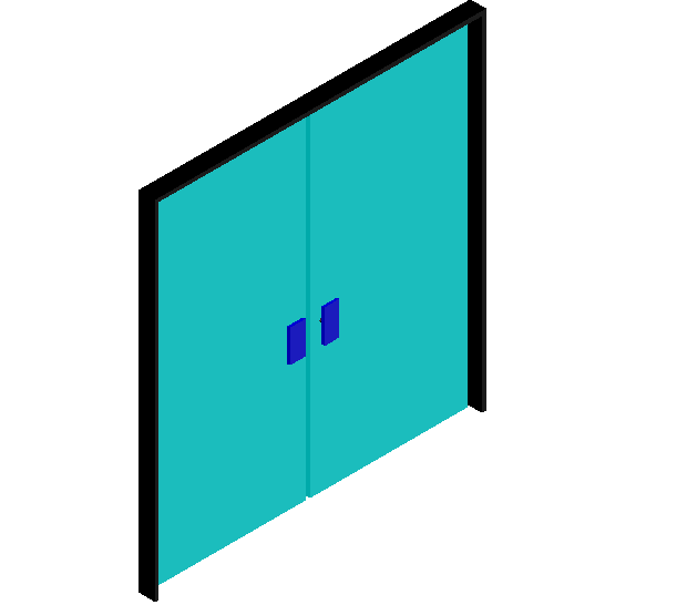 3d view of double door design view, rectangular door handle dwg file
