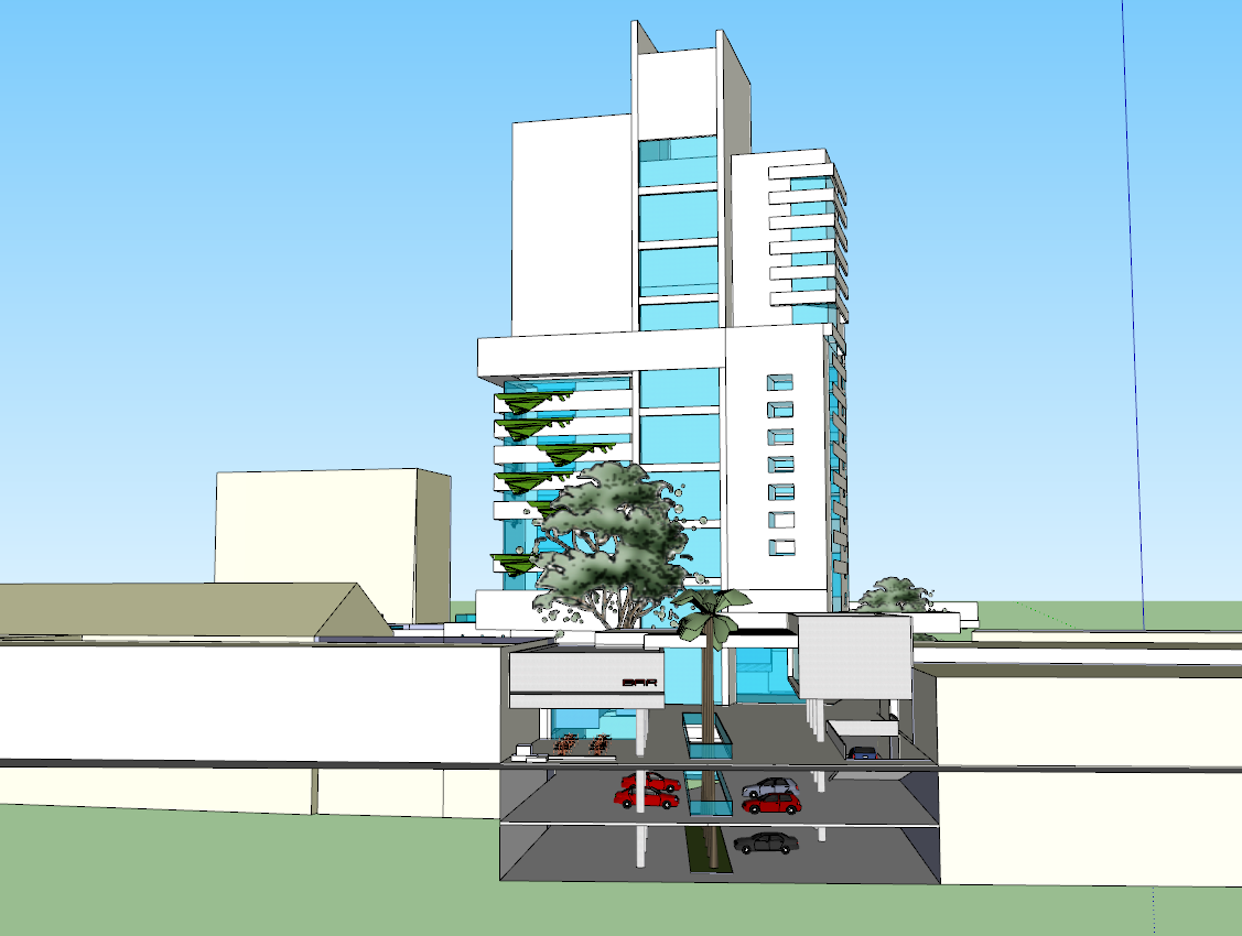 Detailed 3D View of High-Rise Tower in SketchUp SKP Format File