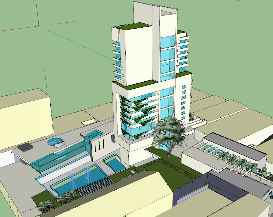 3d view of high-rise building skp file