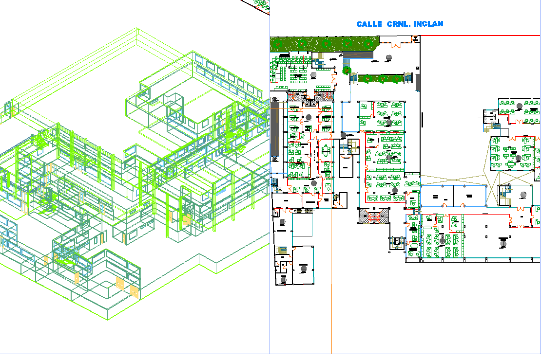 3d view of municipal building dwg file