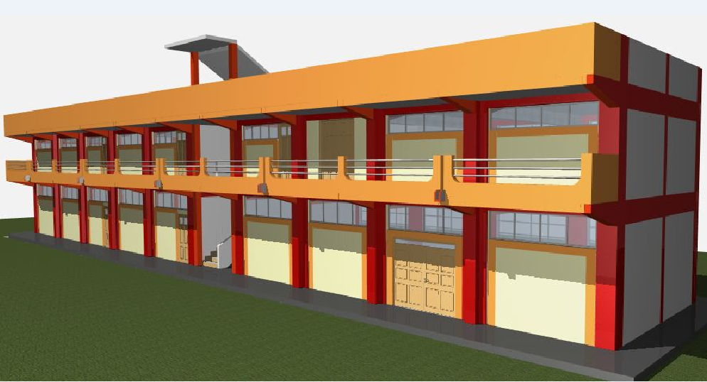 3d view of school dwg file