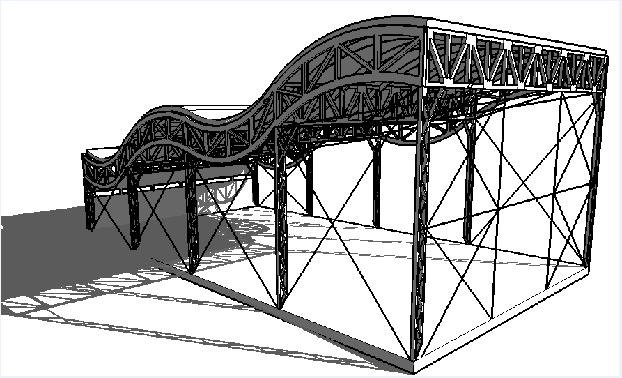 3d view of steel structure market dwg file