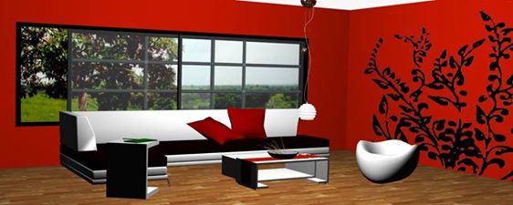 3D Family Room CAD Drawing with Modern TV Wall and Interior Layout