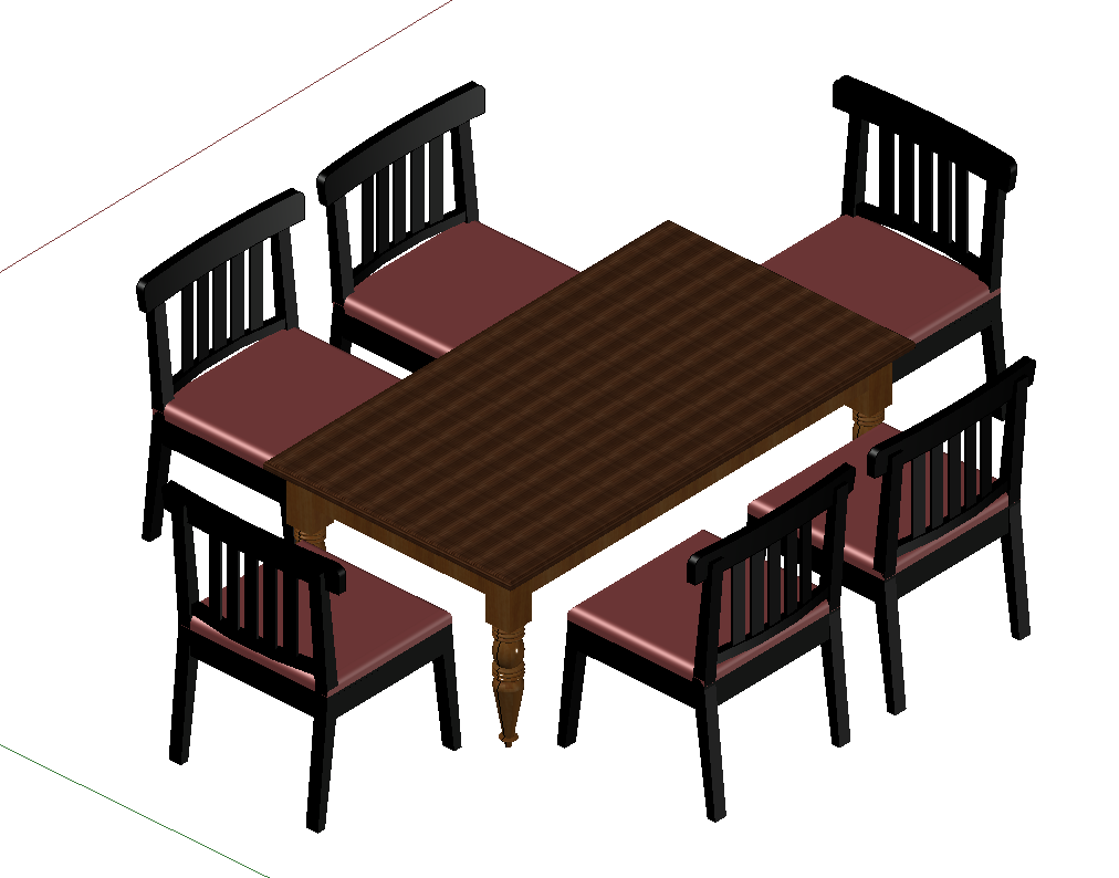 3D Furniture CAD Block of Dining Table and Chair DWG File