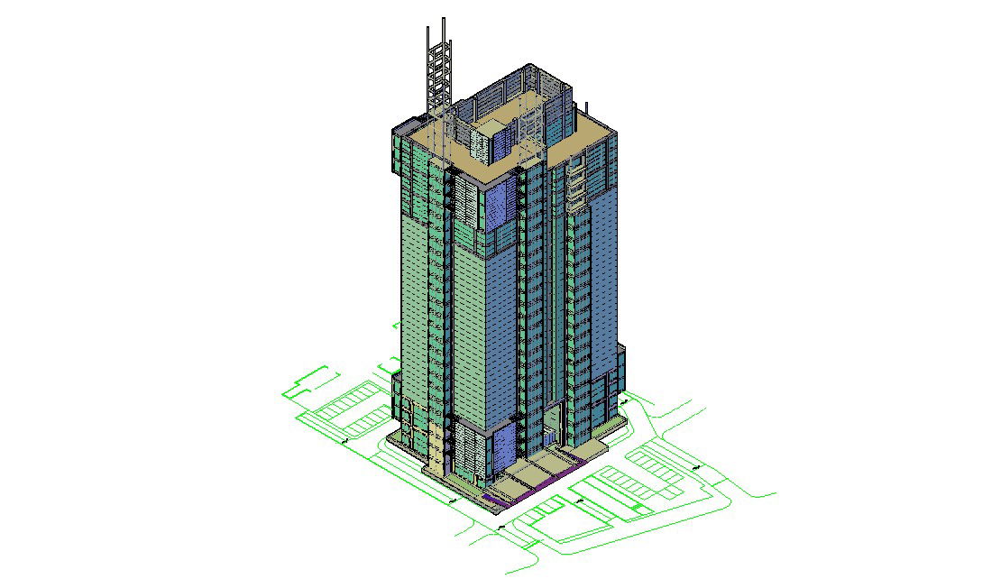 Commerce Building 3D Layout Plan in CAD With Area Zoning